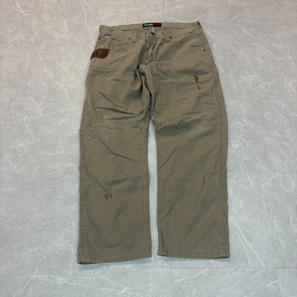 Wrangler Riggs Workwear Mens 36x30 Khaki Ripstop Carpenter Pants 103W045DK